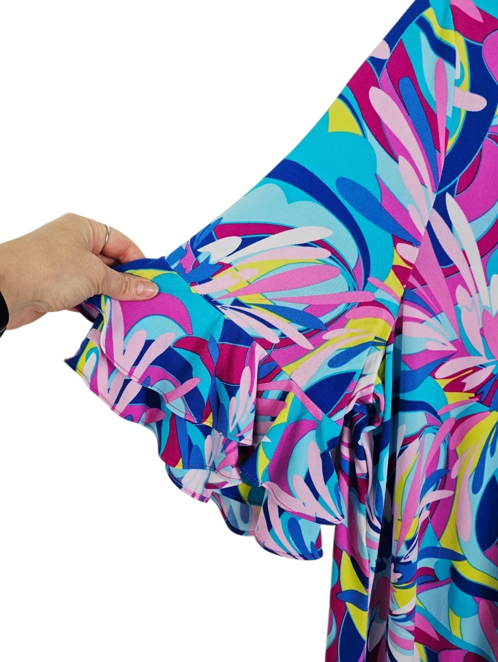 Pappagallo Colorful Ruffle Sleeve Dress - Picture 4 of 7